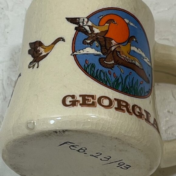 VTG Georgia Geese Flying At Sunset Design Mini Coffee Cup/ Mug 2" Tall - Picture 8 of 12